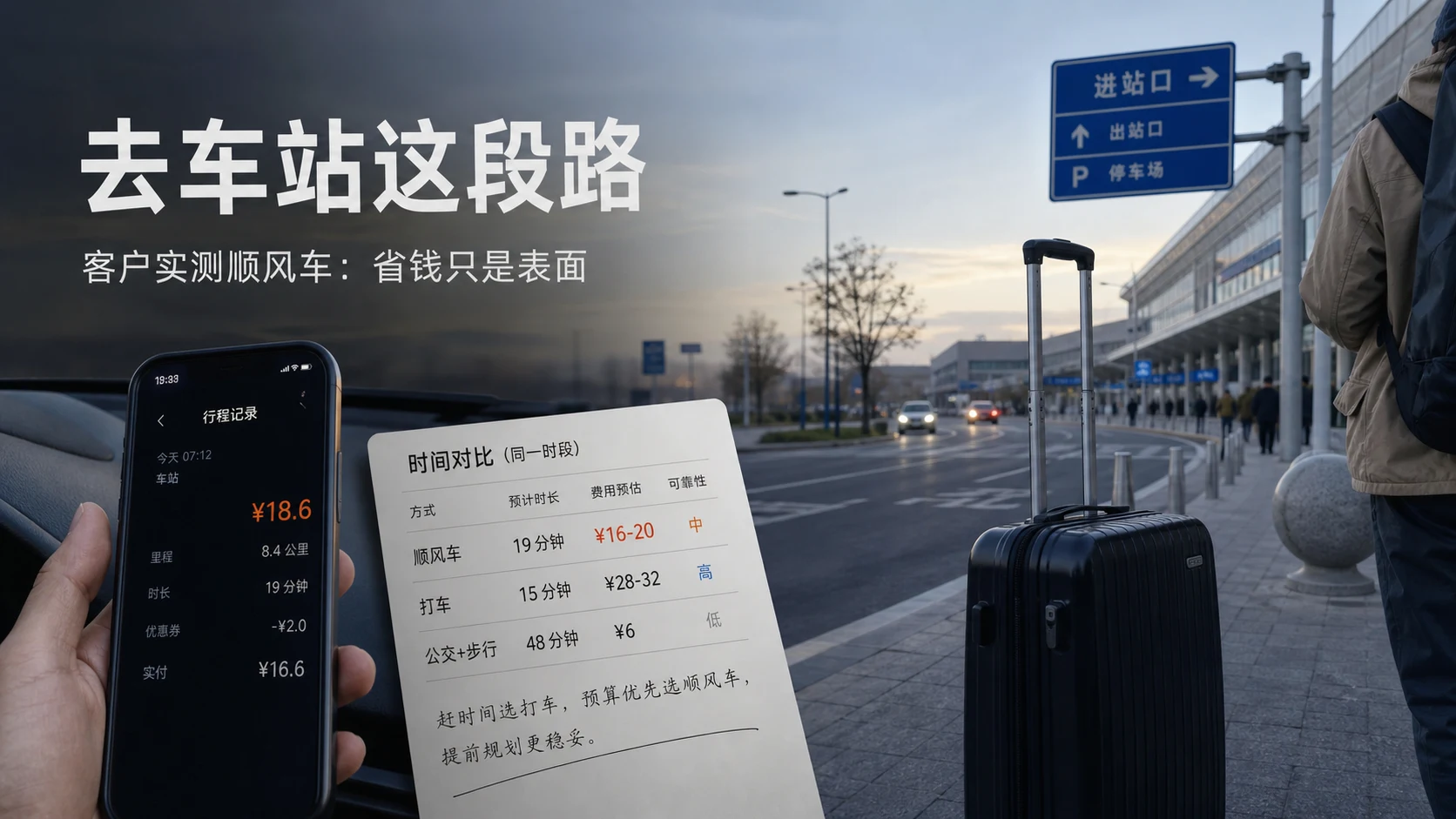 客户实测顺风车：去车站这段路，省钱只是表面